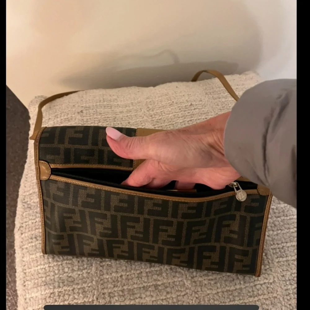 Fendi Tan and Black Monogram Shoulder Bag - Picture 2 of 7